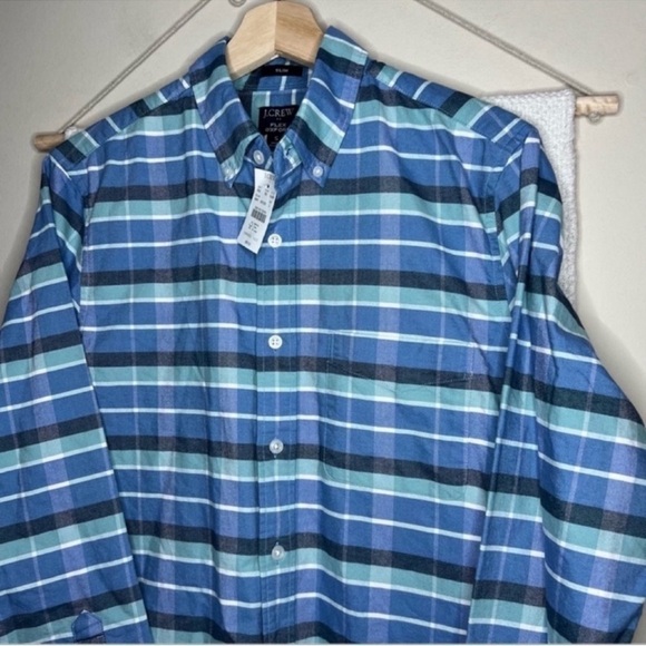 J. Crew Plaid Slim Flex Oxford Button Down Shirt Small - Picture 2 of 5